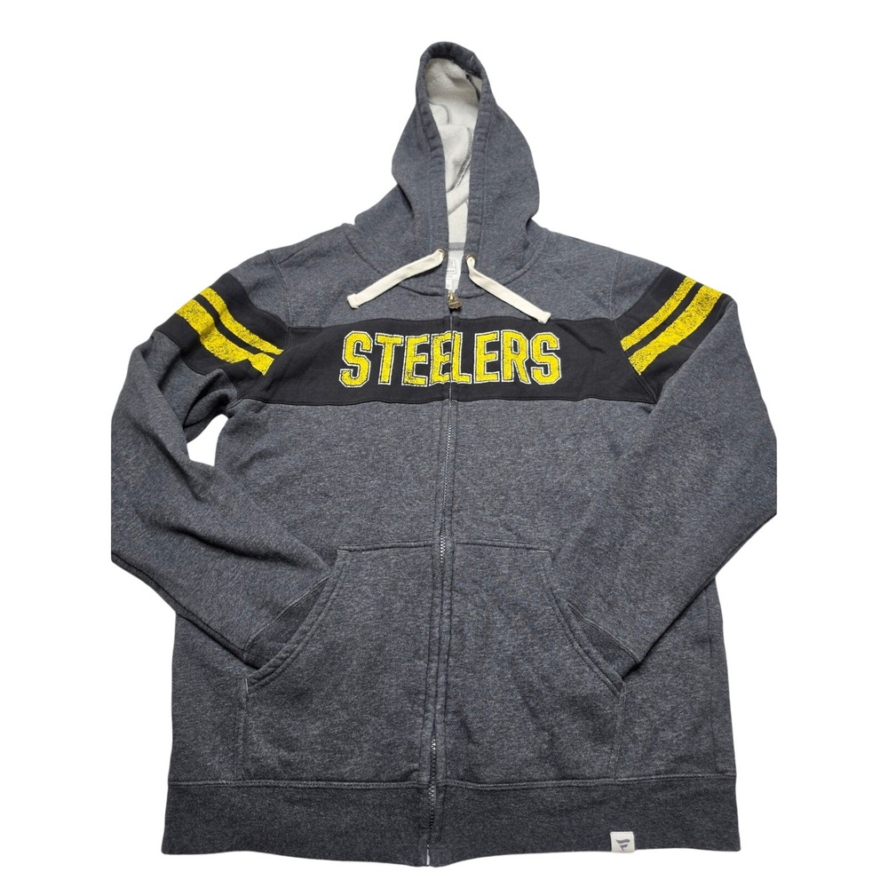 NFL Pro Line Fanatics Pittsburgh Steelers Zip Hoodie Gray Mens Large Circa 1961